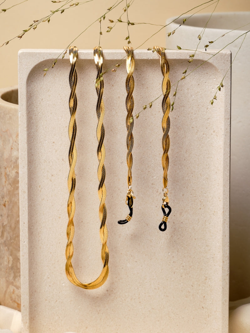 Braided Jane goud | Brillenkoord